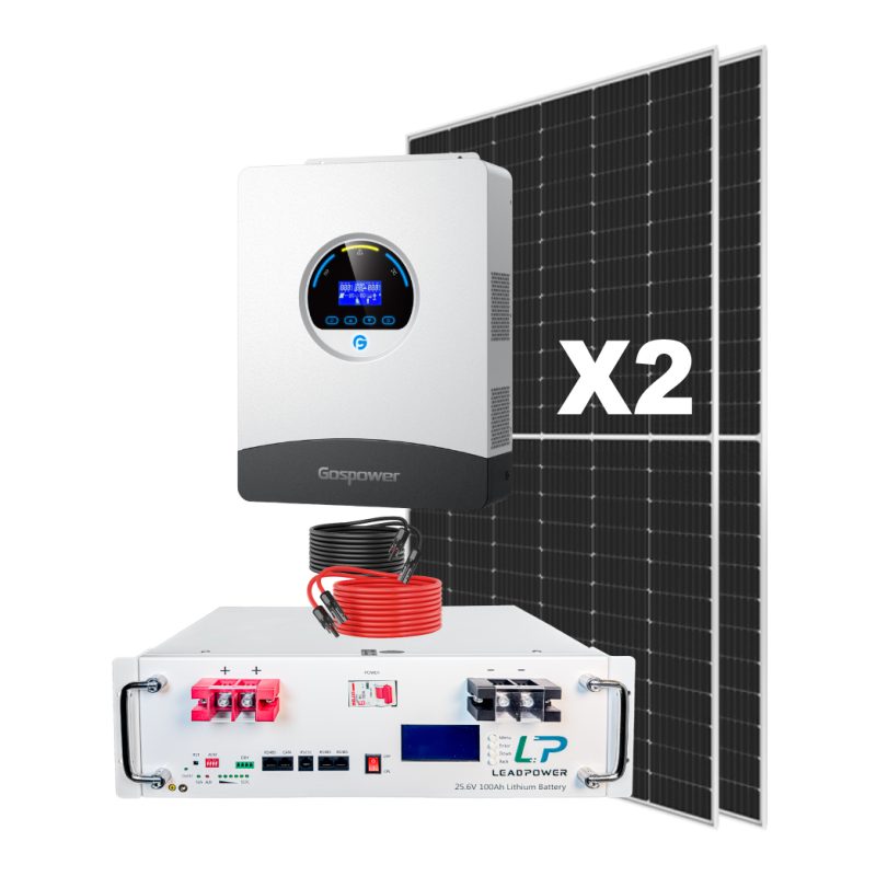 Kit Solar 6200Wh/Día completo con paneles bifaciales, inversor Gospower y batería de litio