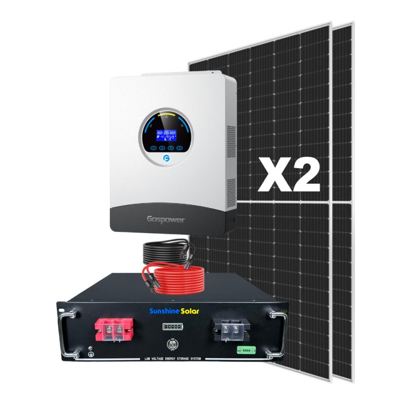 Kit Solar 6200Wh/Día completo con paneles bifaciales, inversor Gospower y batería de litio